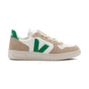 white, tan and green women's veja v-10 sneakers