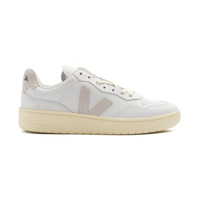 white leather Veja women's v-90 with off detail and sole