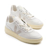 white leather Veja women's v-90 with off detail and sole