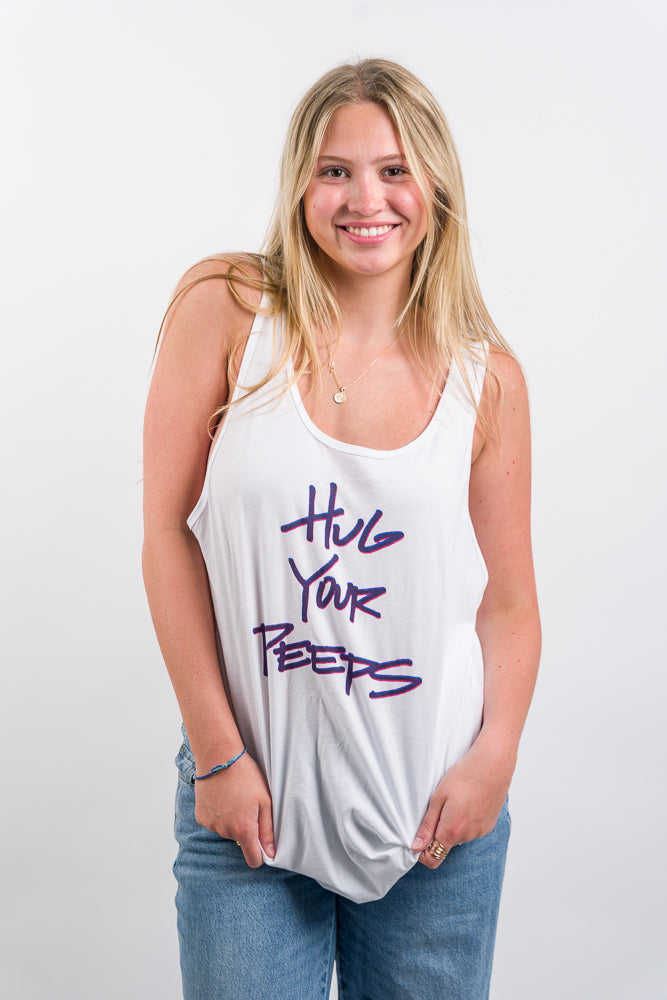tank top with the slogan hug your peeps