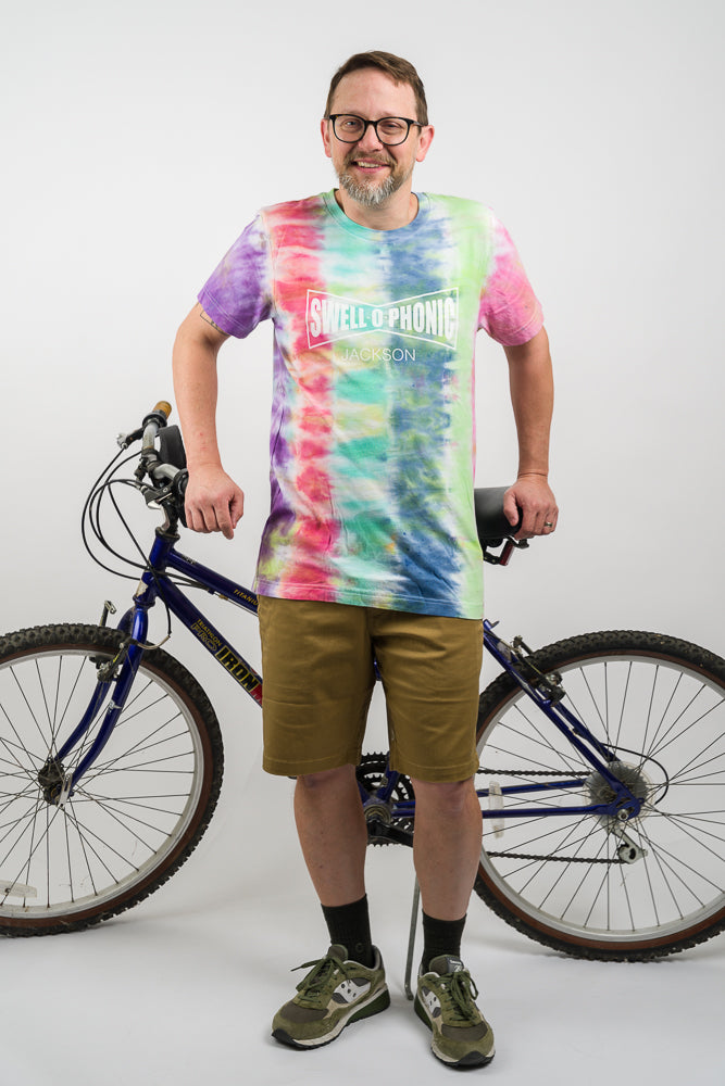 Hand Dyed tee shirt featuring the slogan swell-o-phonic jackson mississippi Tie Dye Tee