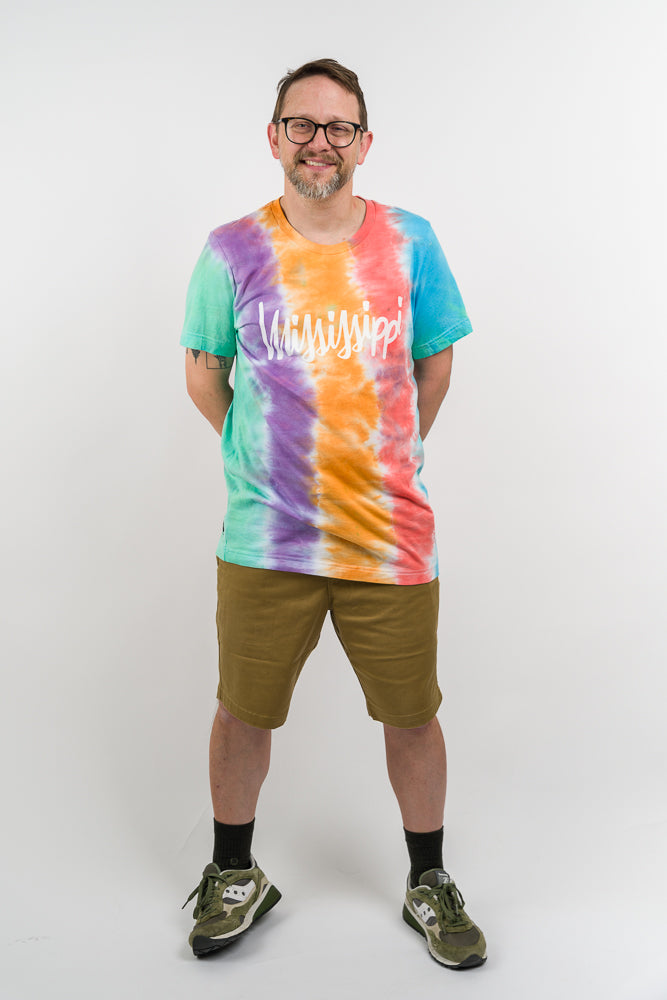 Hand Dyed tee shirt featuring the slogan mississippi Tie Dye Tee