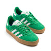 green adidas skateboarding gazelle adv with 3 white stripes and a gum sole