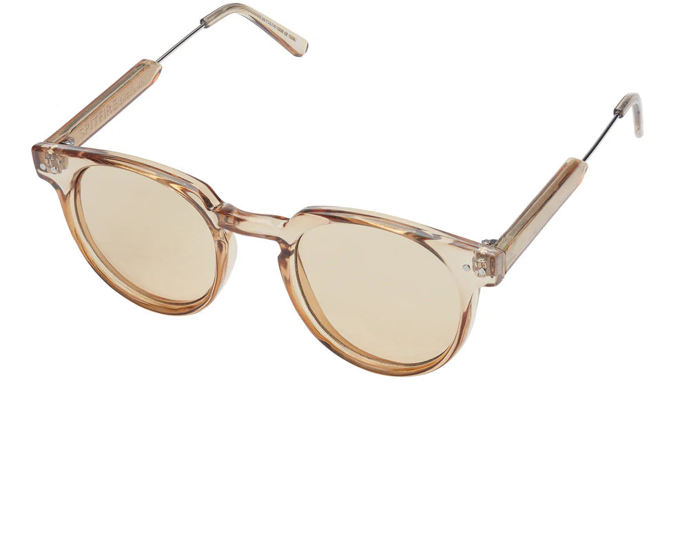 Tan transparent spitfire teddy boy sunglasses with tan lenses