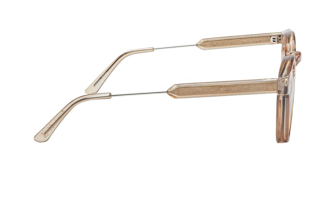 Tan transparent spitfire teddy boy sunglasses with tan lenses