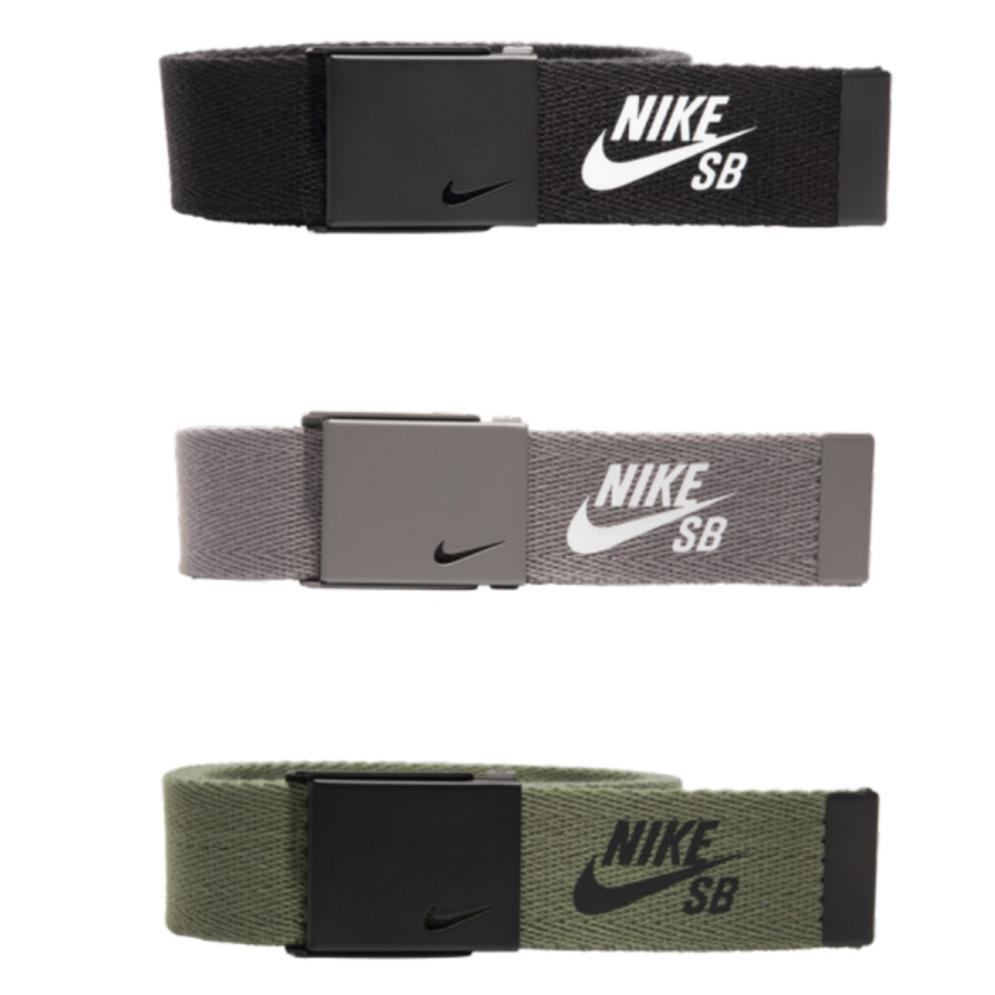 black, grey, and olive green nike sb futura web belts by spirit leatherworks