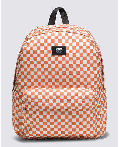 orange and white vans checkerboard backpack