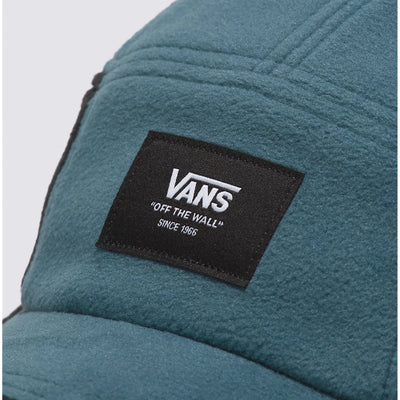 warm blue fleece vans camper hat with black detail