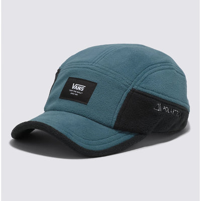 warm blue fleece vans camper hat with black detail