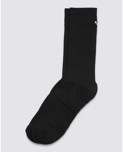 black vans men's skateboarding crew sock with white checkerboard detail on the back