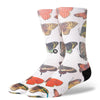white stance women's crew socks with butterfly pattern