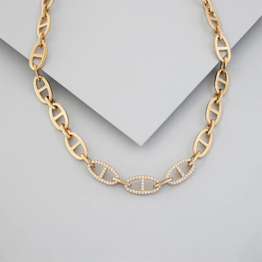 Wanderlust + Co. Multi Link Anchor 14K Gold Vermeil Chain Necklace