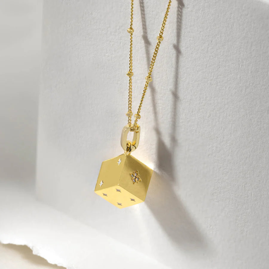 Wanderlust + Co. Dice Gold Necklace