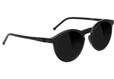 Black glassy apollo premium polarized sunglasses on a white background