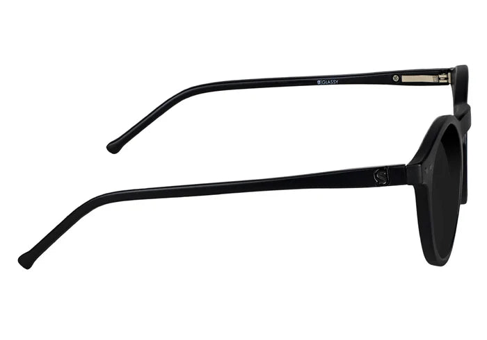 Black glassy apollo premium polarized sunglasses on a white background