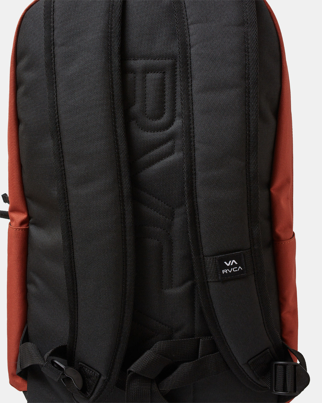 orange backpack with green front pocket rvca