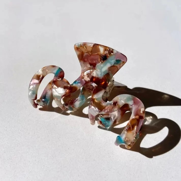 Solar Eclipse Wavy Resin Hair Claw Clip | Eco-Friendly - Multi Tortoise