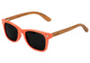 orange glassy and fender sunglasses colab with black lenses and pau ferro wood arms