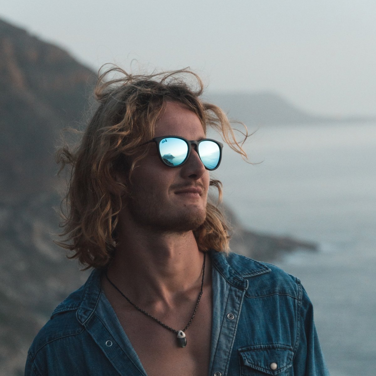 Hurricane - Matte Black - Sky Blue Polarized