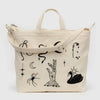 off white canvas zip tote bag with Embroidered Ballet Icons from baggu