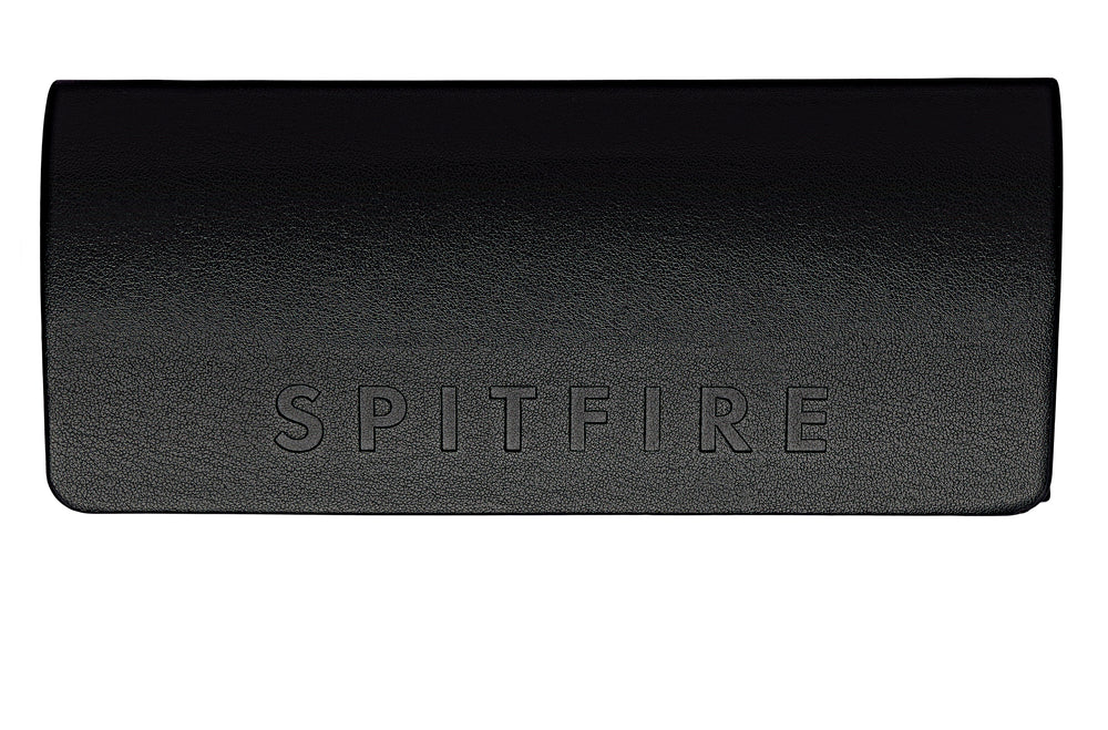 Black sunglasses case with 'SPITFIRE' branding on a white background