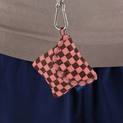 pink checkered baggu earbud case