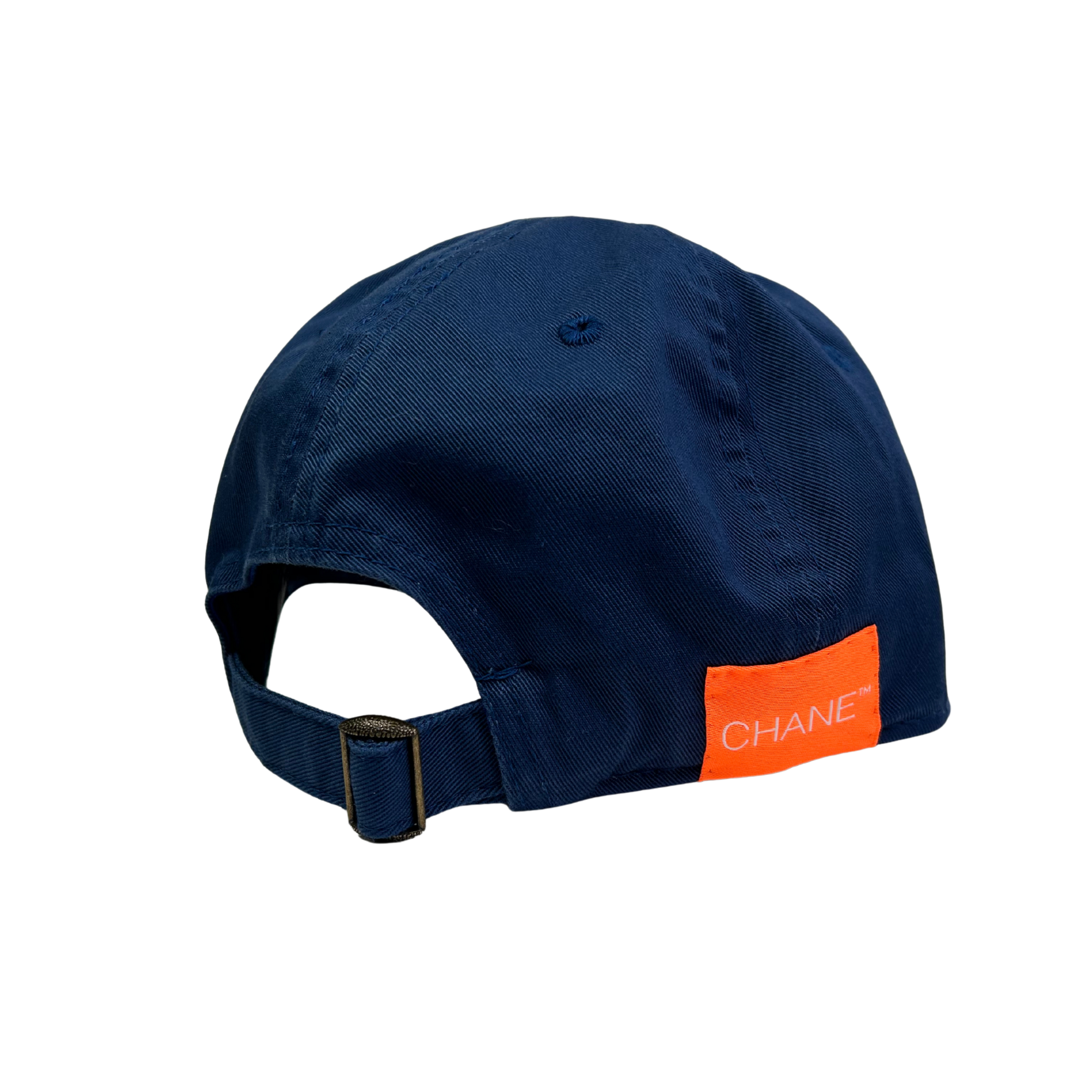royal BLUE cap with white text reading aspiring lower middle class on a white background and an orange chane tag on the back