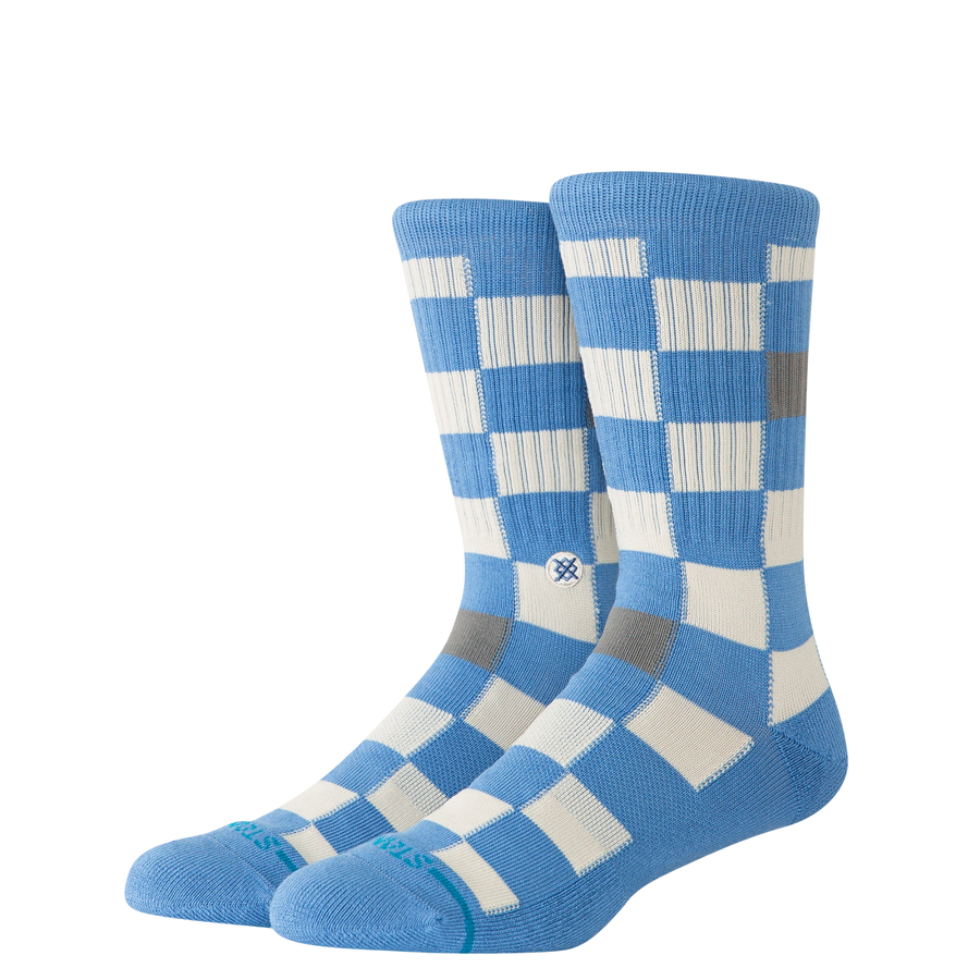 white and blue checkerboard stance po