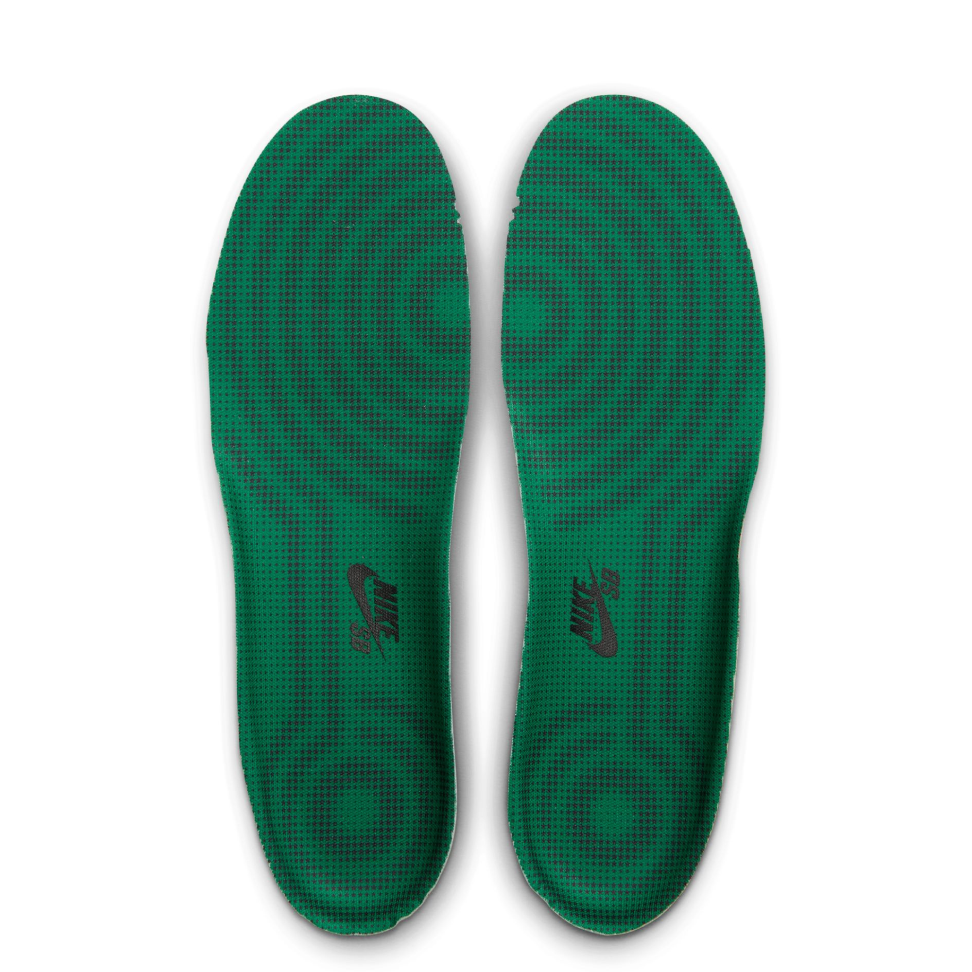 grey nike sb x nocturnal air force 1 with green swoosh and black and green sole on a white background