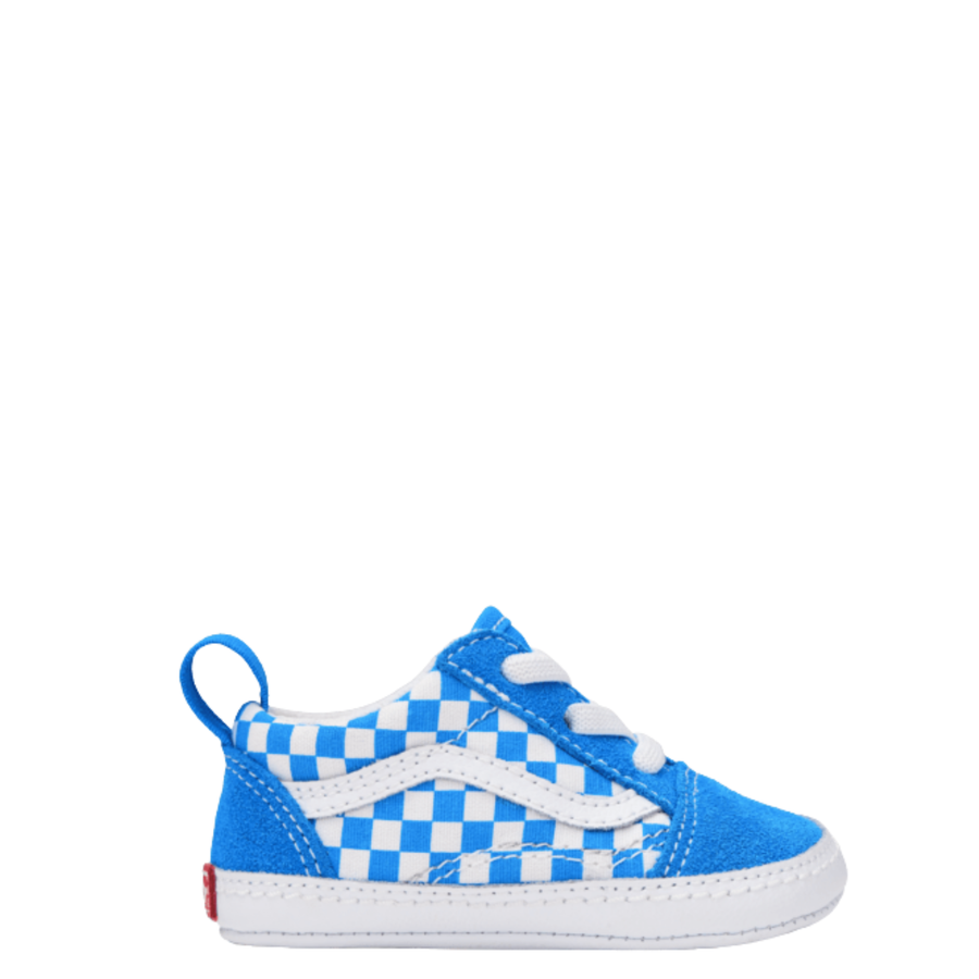 blue and white checkerboard vans old skool crib shoe for babies