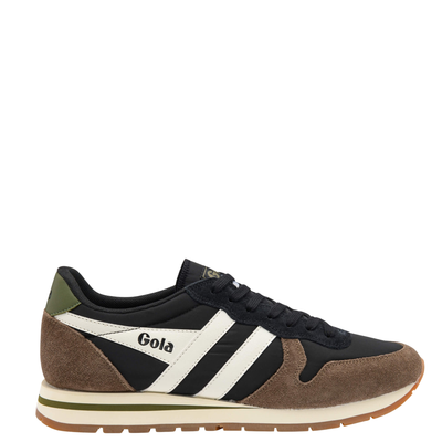 brown suede and black nylon gola mens daytona sneaker on a white background