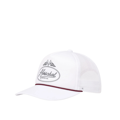 white herschel marina mesh cap hat on a white background