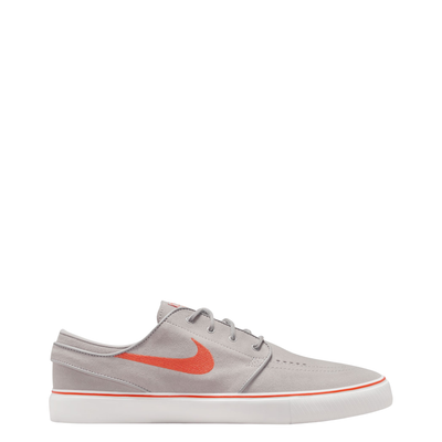 Gray NIKE sb men's janoski OG+ sneaker with an orange swoosh logo on a white background