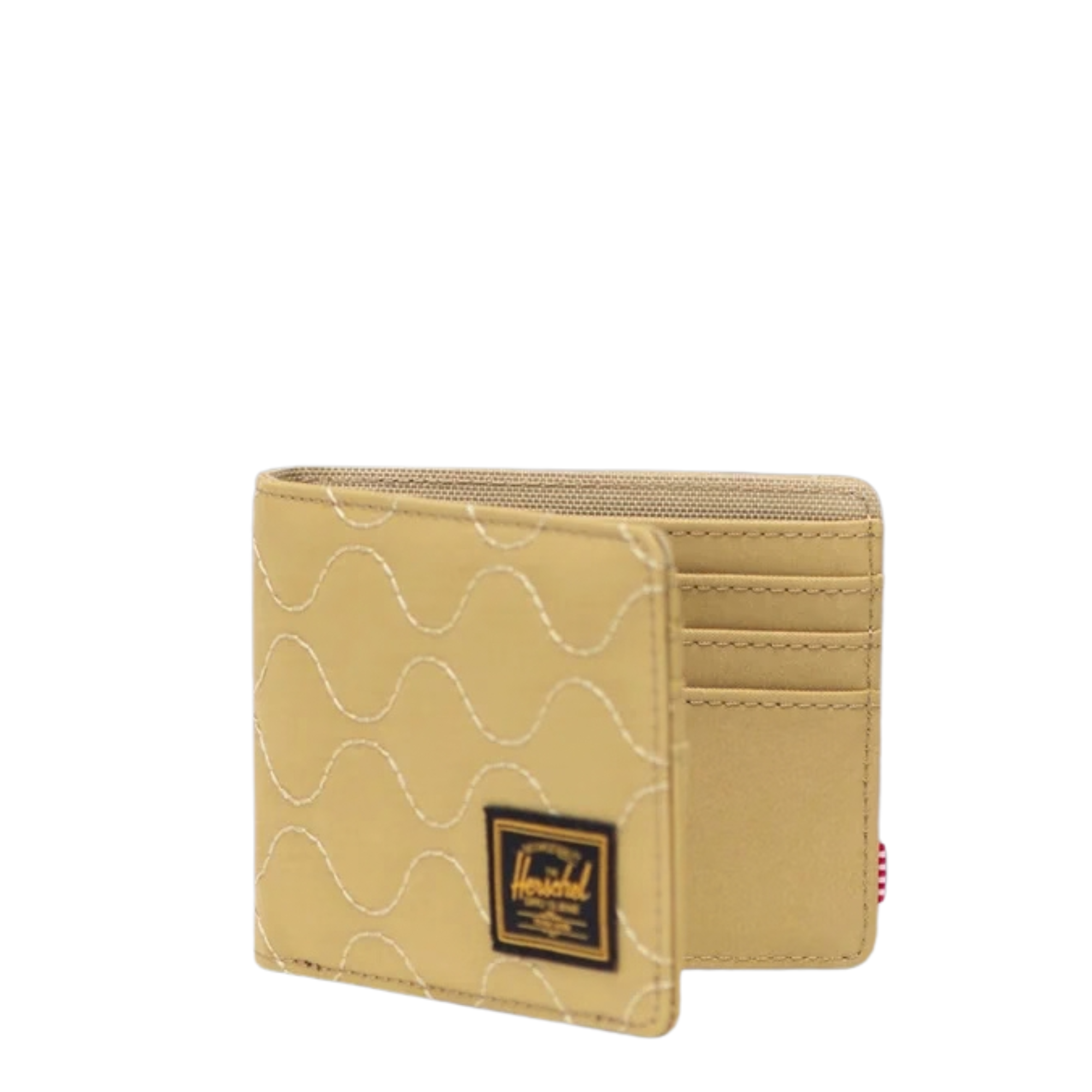 tan quilted herschel roy wallet on a white background