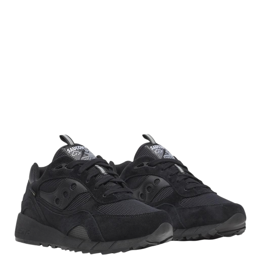 all black gore-tex saucony originals shadow 6000 sneaker on a white background