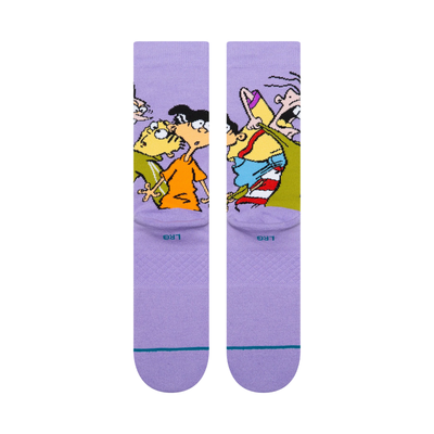 stance x ed edd and eddy purple crew socks