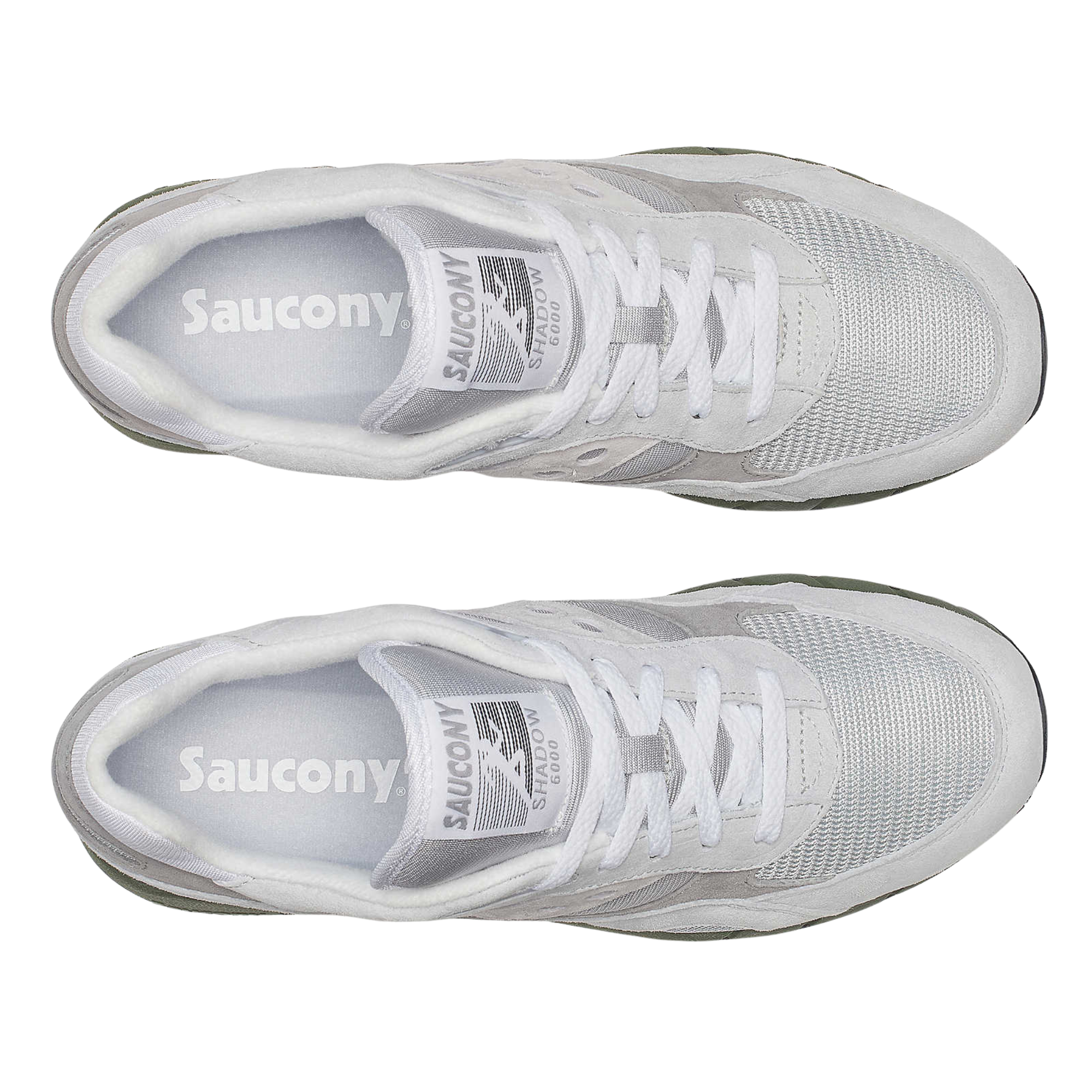 grey saucony originals men's shadow 6000 with a green sole