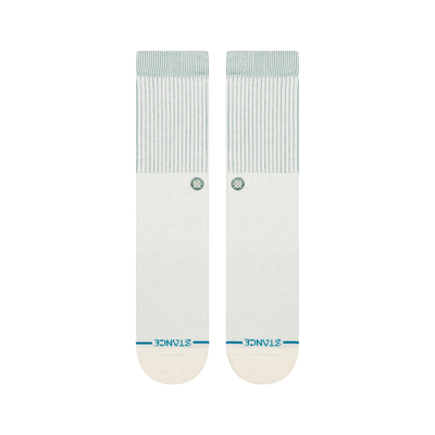 White stance icon socks with green stripes on a white background