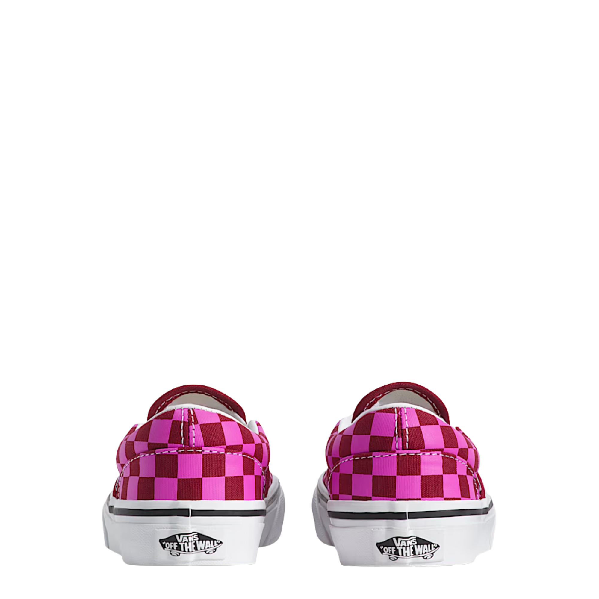 kids vans pink and red checkerboard slip-on shoe on a white background