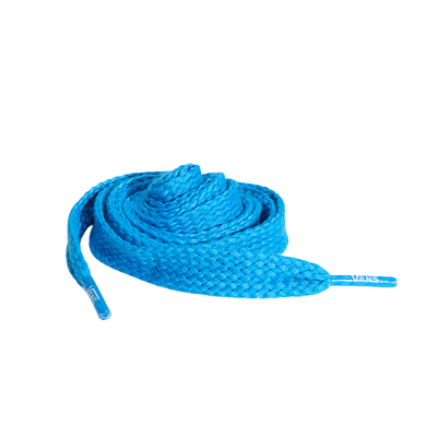Blue shoelace on a white background