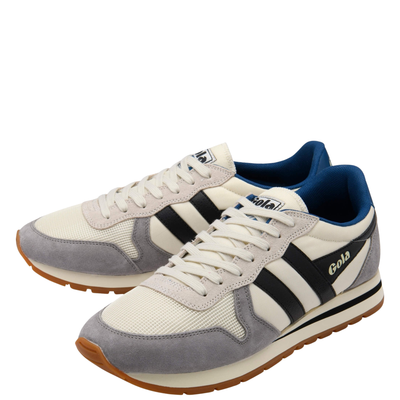 Gola men's daytona Sneaker with gray, blue, and black design on a white background
