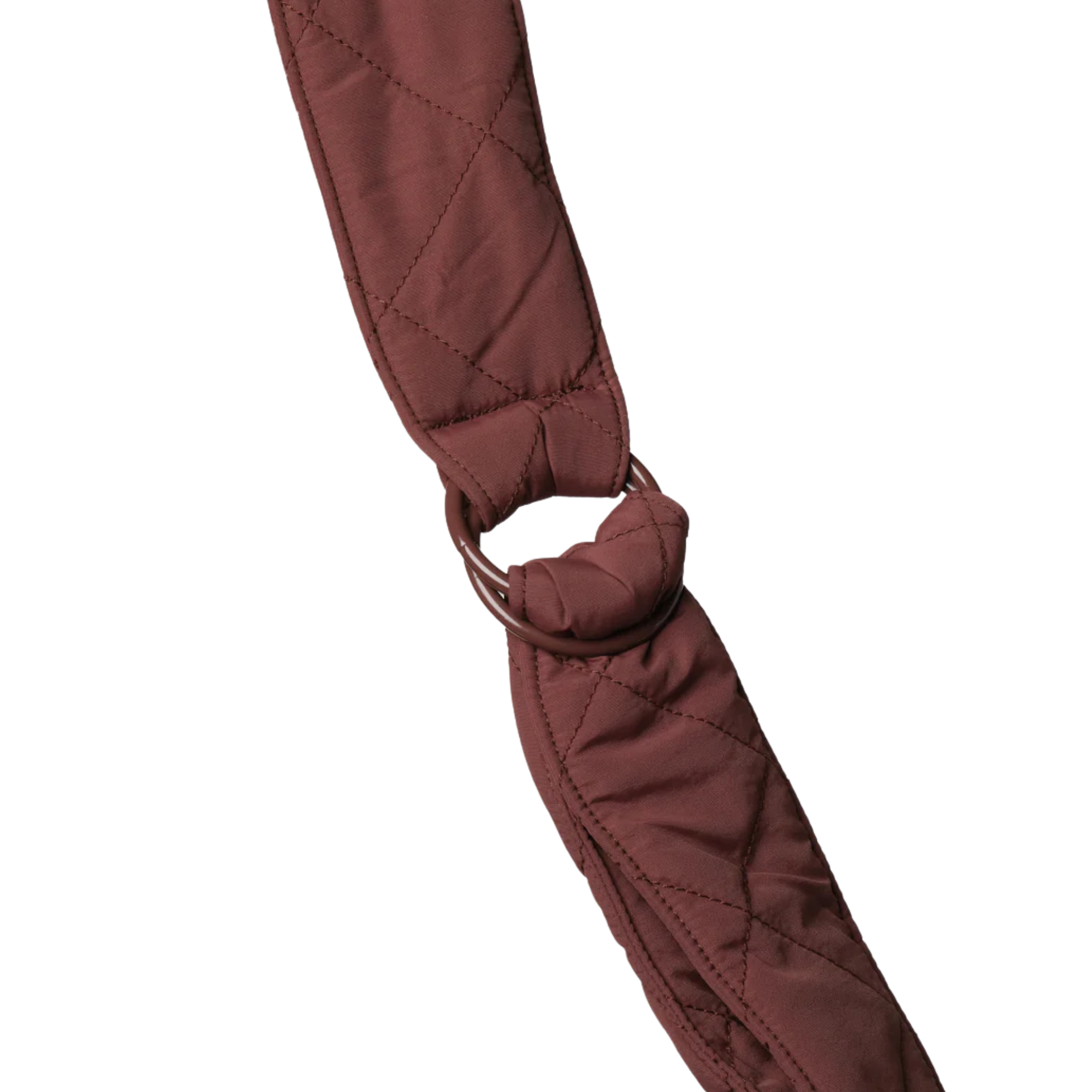 Brown quilted thread slouch shoulder bag on a white background