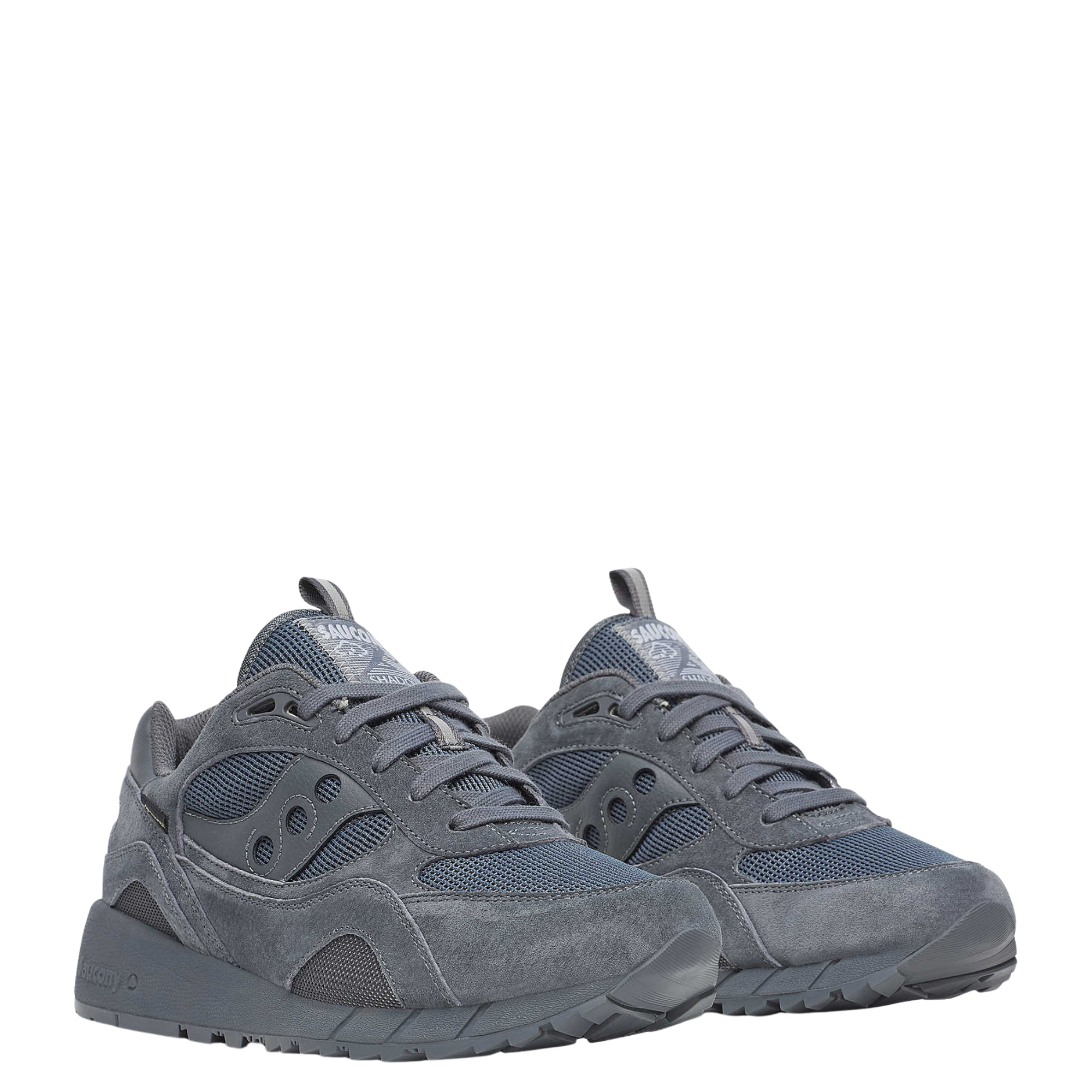 all Gray men's saucony shadow 6000 sneaker with gore-tex on a white background