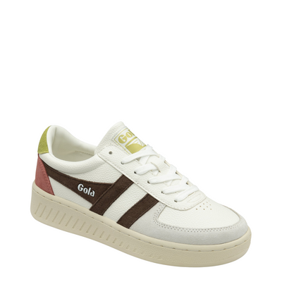 White gola women's grandslam trident sneaker with colorful accents on a white background