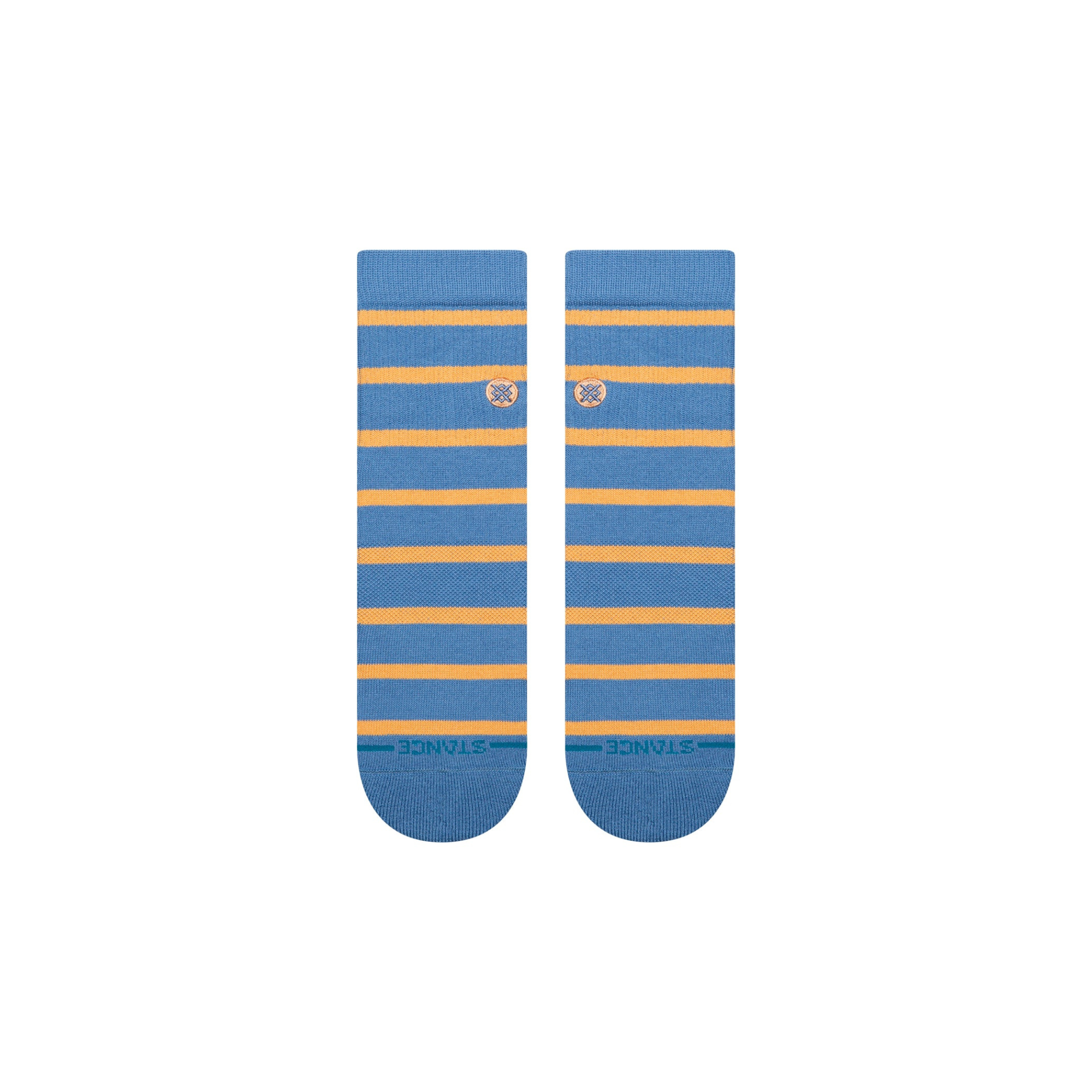 blue stance cooper quarter height socks with orange stripes