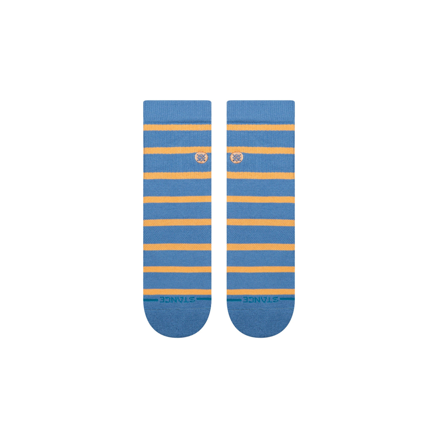 blue stance cooper quarter height socks with orange stripes