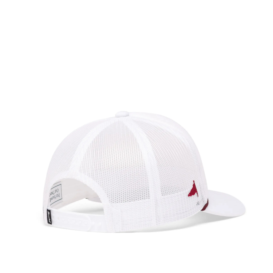 white herschel marina mesh cap hat on a white background