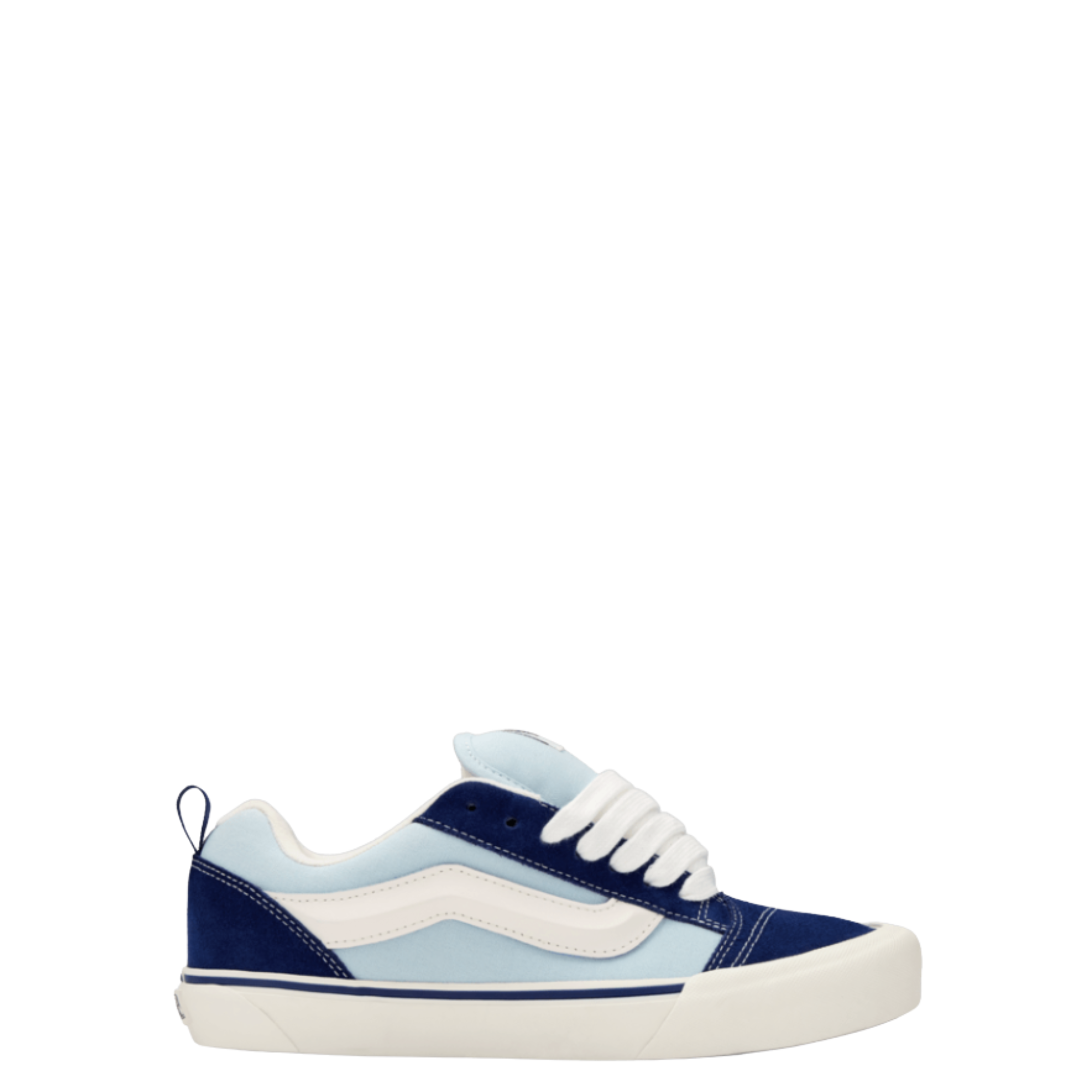 2-tone Blue and white vans knu skool sneaker on a white background