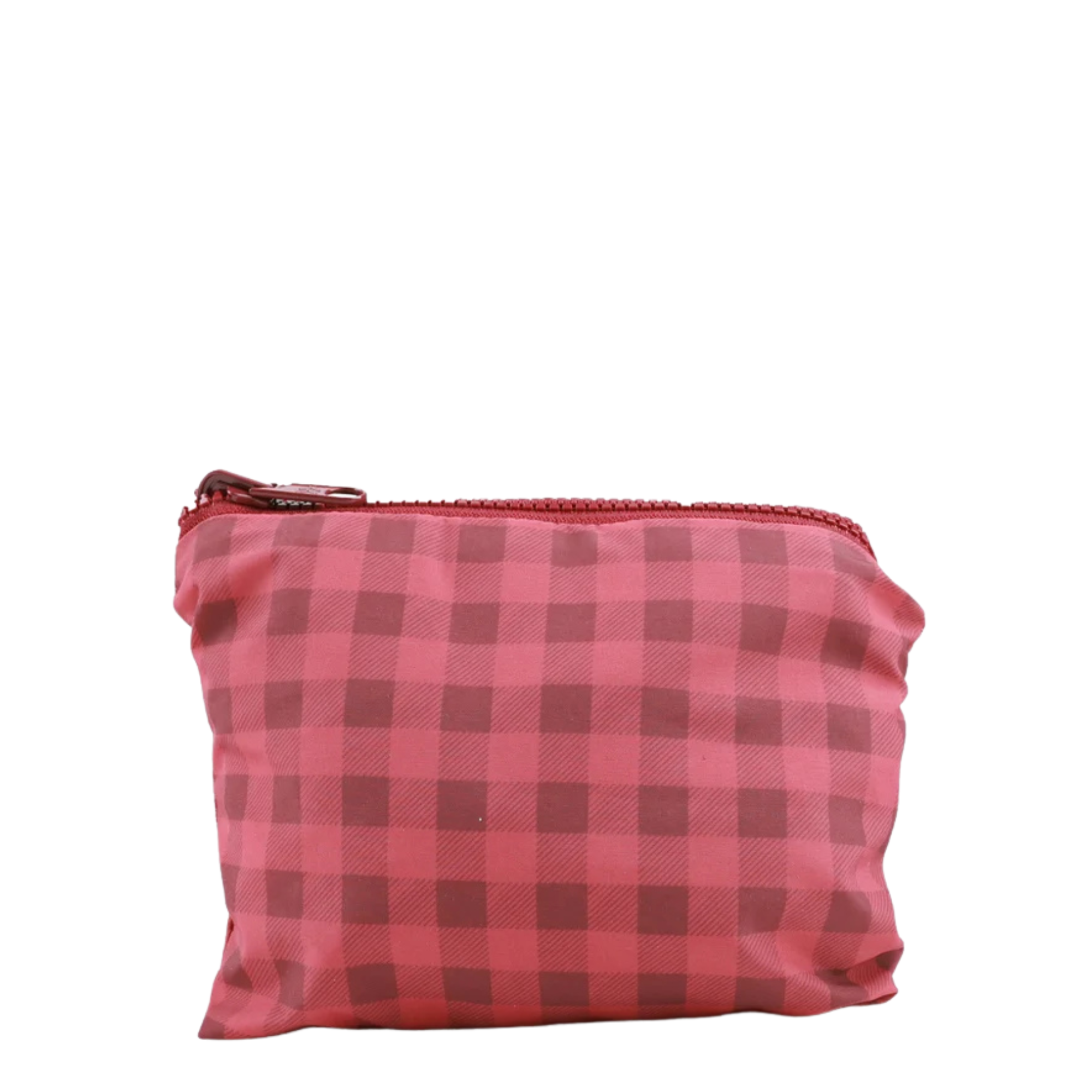 packable two tone red gingham thread small slouchy shoulder bag  on a white background