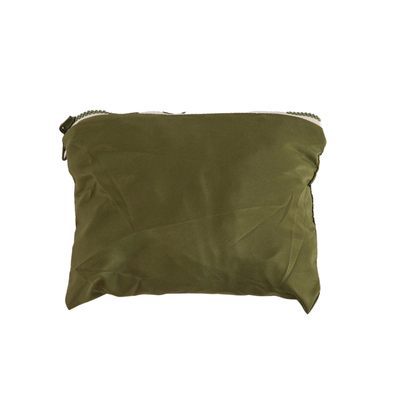 Green thread slouchy shoulder bag on a white background